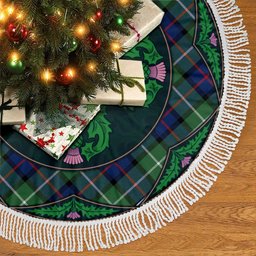 ScotsTee Shop Scottish Davidson of Tulloch Clan Scottish Thistle Flower Round Leaf Tartan Christmas Tree Skirt