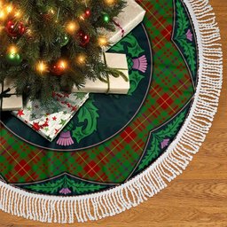 ScotsTee Shop Scottish Fulton Clan Scottish Thistle Flower Round Leaf Tartan Christmas Tree Skirt