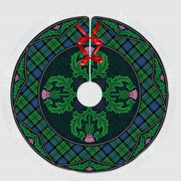 ScotsTee Shop Scottish Forsyth Ancient Clan Scottish Thistle Flower Round Leaf Tartan Christmas Tree Skirt