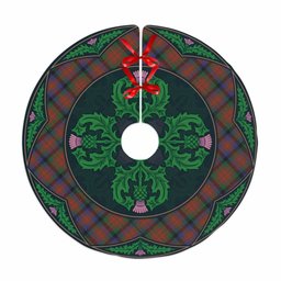 ScotsTee Shop Scottish MacDuff Hunting Modern Clan Scottish Thistle Flower Round Leaf Tartan Christmas Tree Skirt