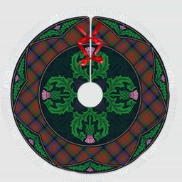 ScotsTee Shop Scottish MacDuff Hunting Modern Clan Scottish Thistle Flower Round Leaf Tartan Christmas Tree Skirt