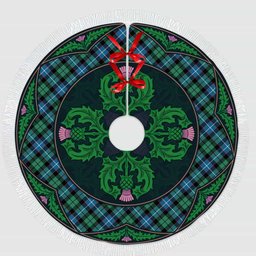 ScotsTee Shop Scottish Galbraith Ancient Clan Scottish Thistle Flower Round Leaf Tartan Christmas Tree Skirt
