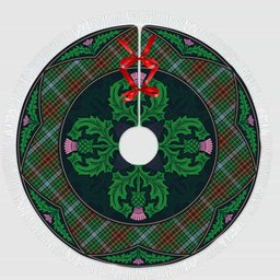 ScotsTee Shop Scottish Gayre Clan Scottish Thistle Flower Round Leaf Tartan Christmas Tree Skirt