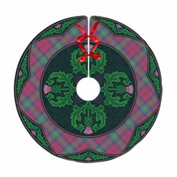 ScotsTee Shop Scottish Lindsay Ancient Clan Scottish Thistle Flower Round Leaf Tartan Christmas Tree Skirt