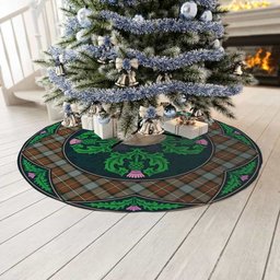 ScotsTee Shop Scottish Fergusson Weathered Clan Scottish Thistle Flower Round Leaf Tartan Christmas Tree Skirt