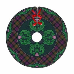 ScotsTee Shop Scottish MacDonald Modern Clan Scottish Thistle Flower Round Leaf Tartan Christmas Tree Skirt