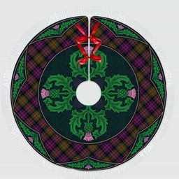 ScotsTee Shop Scottish MacDonald Modern Clan Scottish Thistle Flower Round Leaf Tartan Christmas Tree Skirt