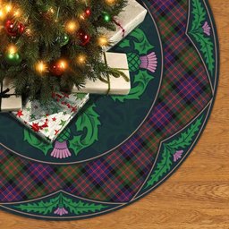 ScotsTee Shop Scottish MacDonald Modern Clan Scottish Thistle Flower Round Leaf Tartan Christmas Tree Skirt