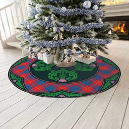 ScotsTee Shop Scottish Galloway Red Clan Scottish Thistle Flower Round Leaf Tartan Christmas Tree Skirt