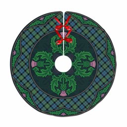 ScotsTee Shop Scottish MacEwen Ancient Clan Scottish Thistle Flower Round Leaf Tartan Christmas Tree Skirt