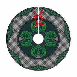 ScotsTee Shop Scottish Douglas Grey Modern Clan Scottish Thistle Flower Round Leaf Tartan Christmas Tree Skirt