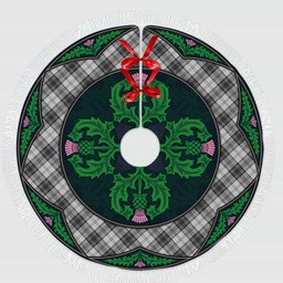 ScotsTee Shop Scottish Douglas Grey Modern Clan Scottish Thistle Flower Round Leaf Tartan Christmas Tree Skirt