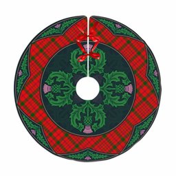 ScotsTee Shop Scottish MacDonnell of Keppoch Modern Clan Scottish Thistle Flower Round Leaf Tartan Christmas Tree Skirt