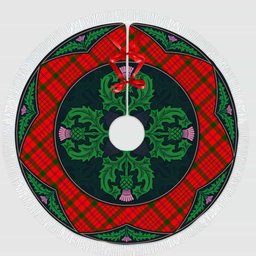 ScotsTee Shop Scottish MacDonnell of Keppoch Modern Clan Scottish Thistle Flower Round Leaf Tartan Christmas Tree Skirt