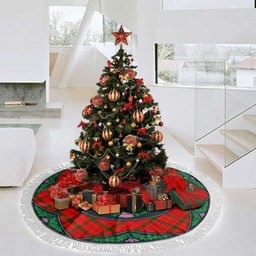 ScotsTee Shop Scottish MacDonnell of Keppoch Modern Clan Scottish Thistle Flower Round Leaf Tartan Christmas Tree Skirt