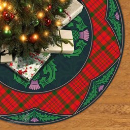 ScotsTee Shop Scottish MacDonnell of Keppoch Modern Clan Scottish Thistle Flower Round Leaf Tartan Christmas Tree Skirt