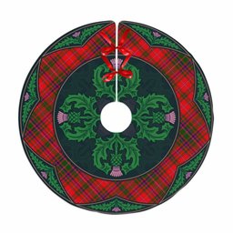 ScotsTee Shop Scottish MacDougall Modern Clan Scottish Thistle Flower Round Leaf Tartan Christmas Tree Skirt