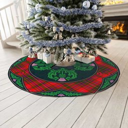 ScotsTee Shop Scottish MacDougall Modern Clan Scottish Thistle Flower Round Leaf Tartan Christmas Tree Skirt