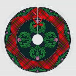 ScotsTee Shop Scottish MacDougall Modern Clan Scottish Thistle Flower Round Leaf Tartan Christmas Tree Skirt