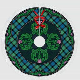 ScotsTee Shop Scottish Gunn Ancient Clan Scottish Thistle Flower Round Leaf Tartan Christmas Tree Skirt