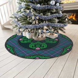 ScotsTee Shop Scottish Douglas Modern Clan Scottish Thistle Flower Round Leaf Tartan Christmas Tree Skirt