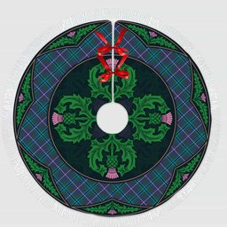 ScotsTee Shop Scottish Douglas Modern Clan Scottish Thistle Flower Round Leaf Tartan Christmas Tree Skirt