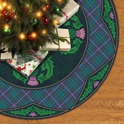 ScotsTee Shop Scottish Douglas Modern Clan Scottish Thistle Flower Round Leaf Tartan Christmas Tree Skirt
