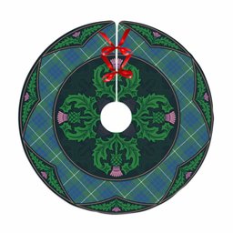 ScotsTee Shop Scottish Hamilton Hunting Ancient Clan Scottish Thistle Flower Round Leaf Tartan Christmas Tree Skirt