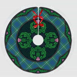 ScotsTee Shop Scottish Hamilton Hunting Ancient Clan Scottish Thistle Flower Round Leaf Tartan Christmas Tree Skirt