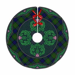 ScotsTee Shop Scottish Dundas Modern Clan Scottish Thistle Flower Round Leaf Tartan Christmas Tree Skirt