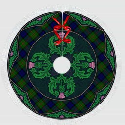 ScotsTee Shop Scottish Dundas Modern Clan Scottish Thistle Flower Round Leaf Tartan Christmas Tree Skirt