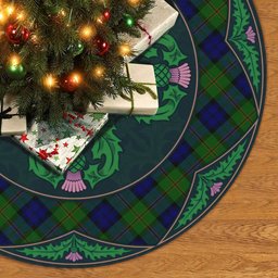 ScotsTee Shop Scottish Dundas Modern Clan Scottish Thistle Flower Round Leaf Tartan Christmas Tree Skirt