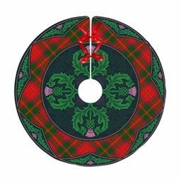 ScotsTee Shop Scottish Crief District Clan Scottish Thistle Flower Round Leaf Tartan Christmas Tree Skirt