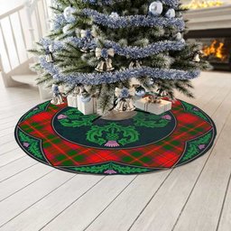 ScotsTee Shop Scottish Crief District Clan Scottish Thistle Flower Round Leaf Tartan Christmas Tree Skirt