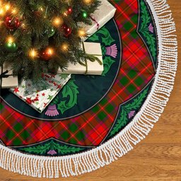 ScotsTee Shop Scottish Crief District Clan Scottish Thistle Flower Round Leaf Tartan Christmas Tree Skirt