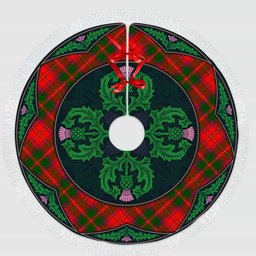 ScotsTee Shop Scottish Crief District Clan Scottish Thistle Flower Round Leaf Tartan Christmas Tree Skirt