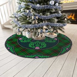 ScotsTee Shop Scottish Fife District Clan Scottish Thistle Flower Round Leaf Tartan Christmas Tree Skirt