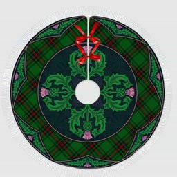 ScotsTee Shop Scottish Fife District Clan Scottish Thistle Flower Round Leaf Tartan Christmas Tree Skirt
