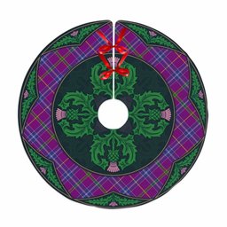 ScotsTee Shop Scottish Jackson Clan Scottish Thistle Flower Round Leaf Tartan Christmas Tree Skirt