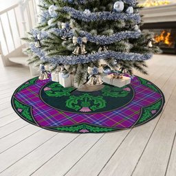 ScotsTee Shop Scottish Jackson Clan Scottish Thistle Flower Round Leaf Tartan Christmas Tree Skirt