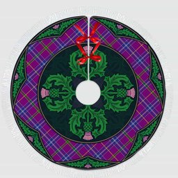 ScotsTee Shop Scottish Jackson Clan Scottish Thistle Flower Round Leaf Tartan Christmas Tree Skirt