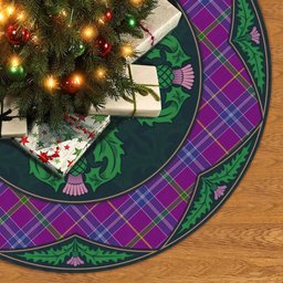 ScotsTee Shop Scottish Jackson Clan Scottish Thistle Flower Round Leaf Tartan Christmas Tree Skirt