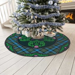 ScotsTee Shop Scottish Fergusson Ancient Clan Scottish Thistle Flower Round Leaf Tartan Christmas Tree Skirt