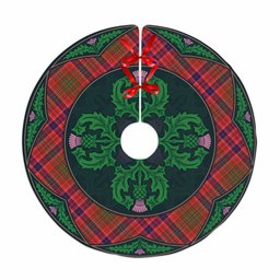 ScotsTee Shop Scottish Lumsden Modern Clan Scottish Thistle Flower Round Leaf Tartan Christmas Tree Skirt