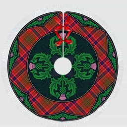 ScotsTee Shop Scottish Lumsden Modern Clan Scottish Thistle Flower Round Leaf Tartan Christmas Tree Skirt