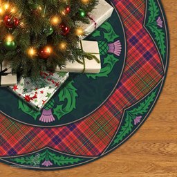 ScotsTee Shop Scottish Lumsden Modern Clan Scottish Thistle Flower Round Leaf Tartan Christmas Tree Skirt