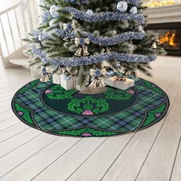 ScotsTee Shop Scottish MacDonald of the Isles Hunting Ancient Clan Scottish Thistle Flower Round Leaf Tartan Christmas Tree Skirt