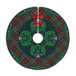 ScotsTee Shop Scottish MacDiarmid Modern Clan Scottish Thistle Flower Round Leaf Tartan Christmas Tree Skirt