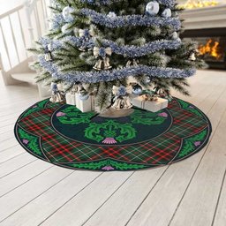 ScotsTee Shop Scottish MacDiarmid Modern Clan Scottish Thistle Flower Round Leaf Tartan Christmas Tree Skirt