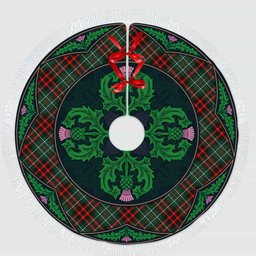 ScotsTee Shop Scottish MacDiarmid Modern Clan Scottish Thistle Flower Round Leaf Tartan Christmas Tree Skirt